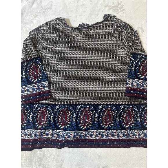 Ulla Popken Boho Paisley Print Tunic Top Size 32/34 (3X) V-Neck 3/4 Sleeve - Picture 13 of 13